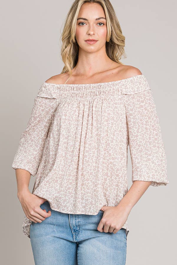 Woven Peasant Top with Bracelet Sleeves