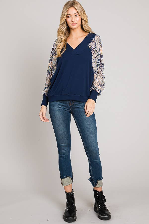 Batwing V-Neck Long Sleeve Top