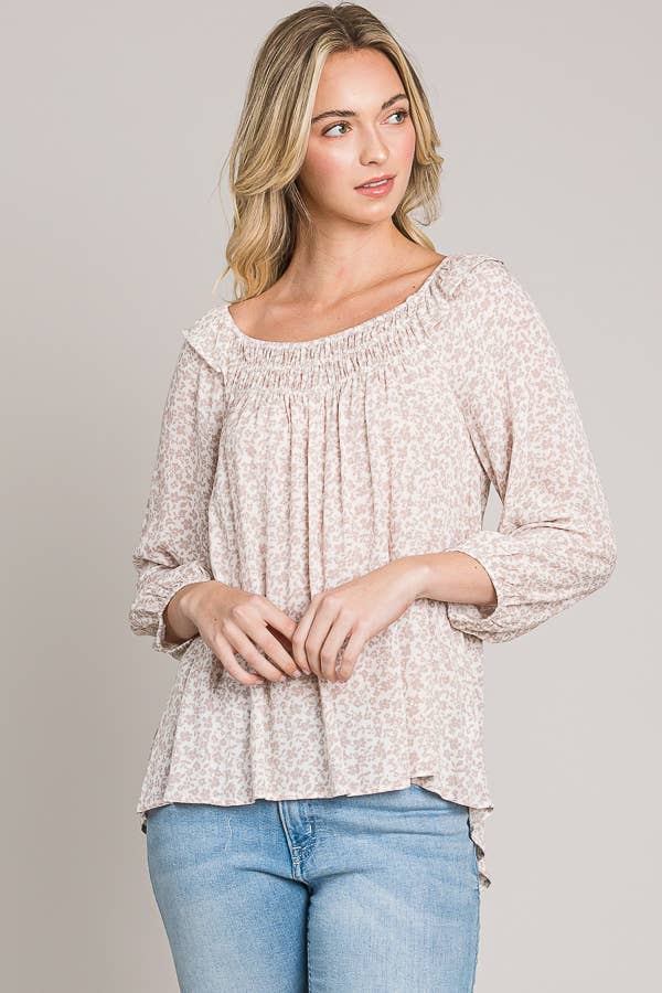 Woven Peasant Top with Bracelet Sleeves