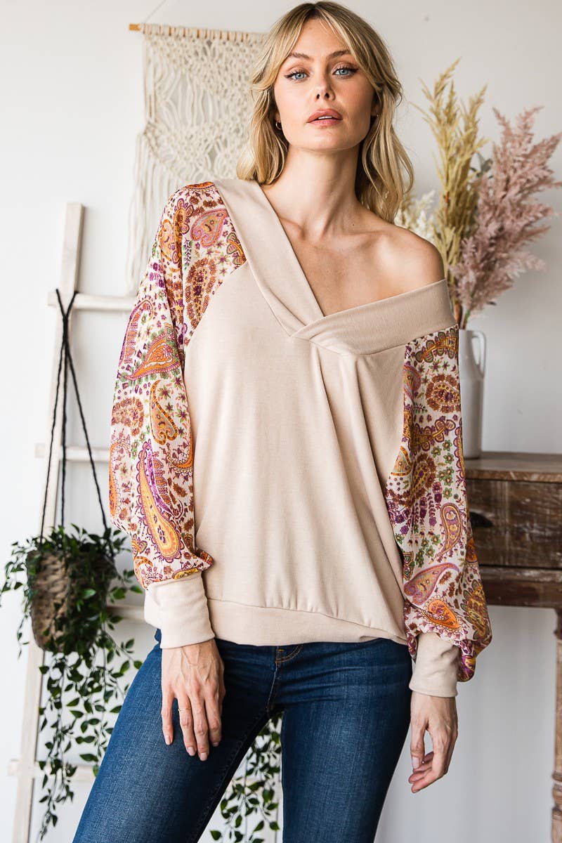 Batwing V-Neck Long Sleeve Top