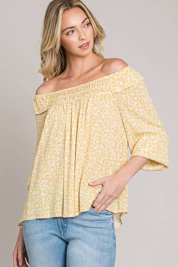 Woven Peasant Top with Bracelet Sleeves
