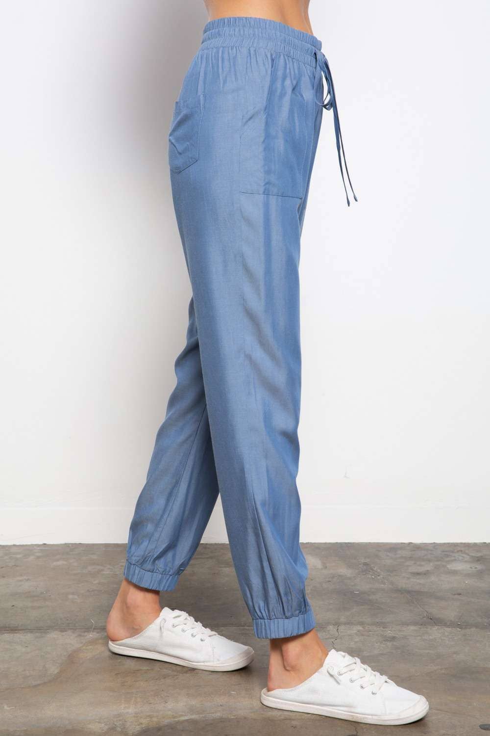 Mittoshop Drawstring Waist Chambray Pants