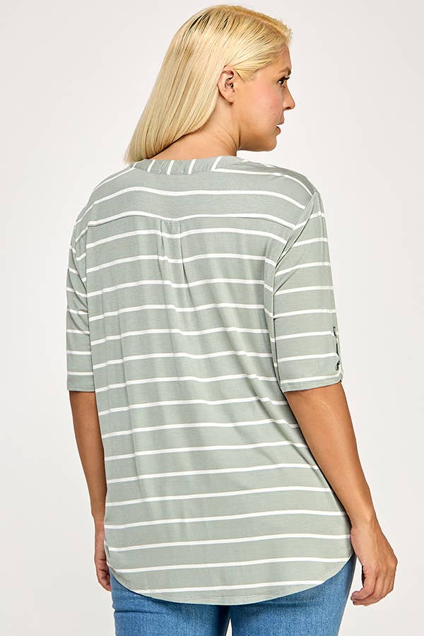 Henley With Rolled Sleeve Detail