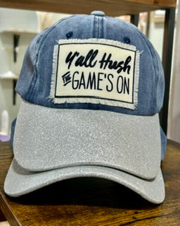 Ya'll Hush Hat with Silver Glitter Bill