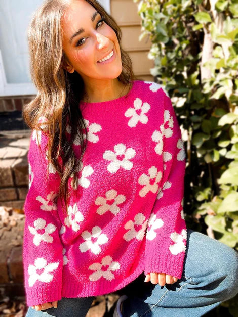 Daisy Heart Plush Sweater