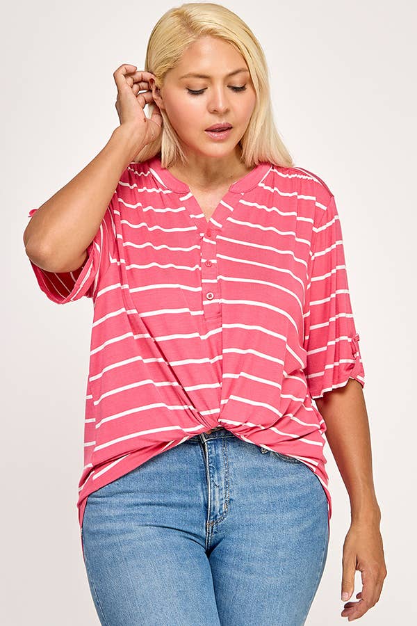 Henley With Rolled Sleeve Detail