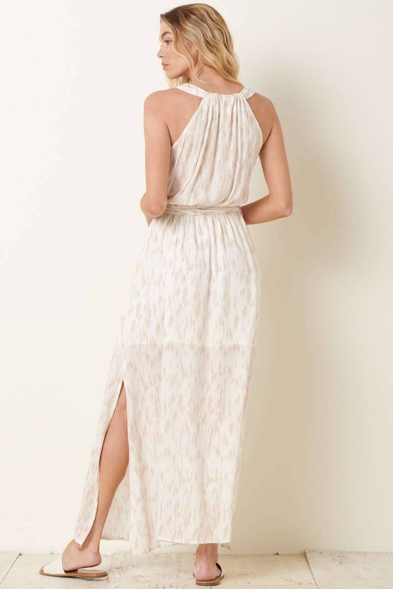 Mittoshop V Neck Maxi Dress with Paint Brush Print