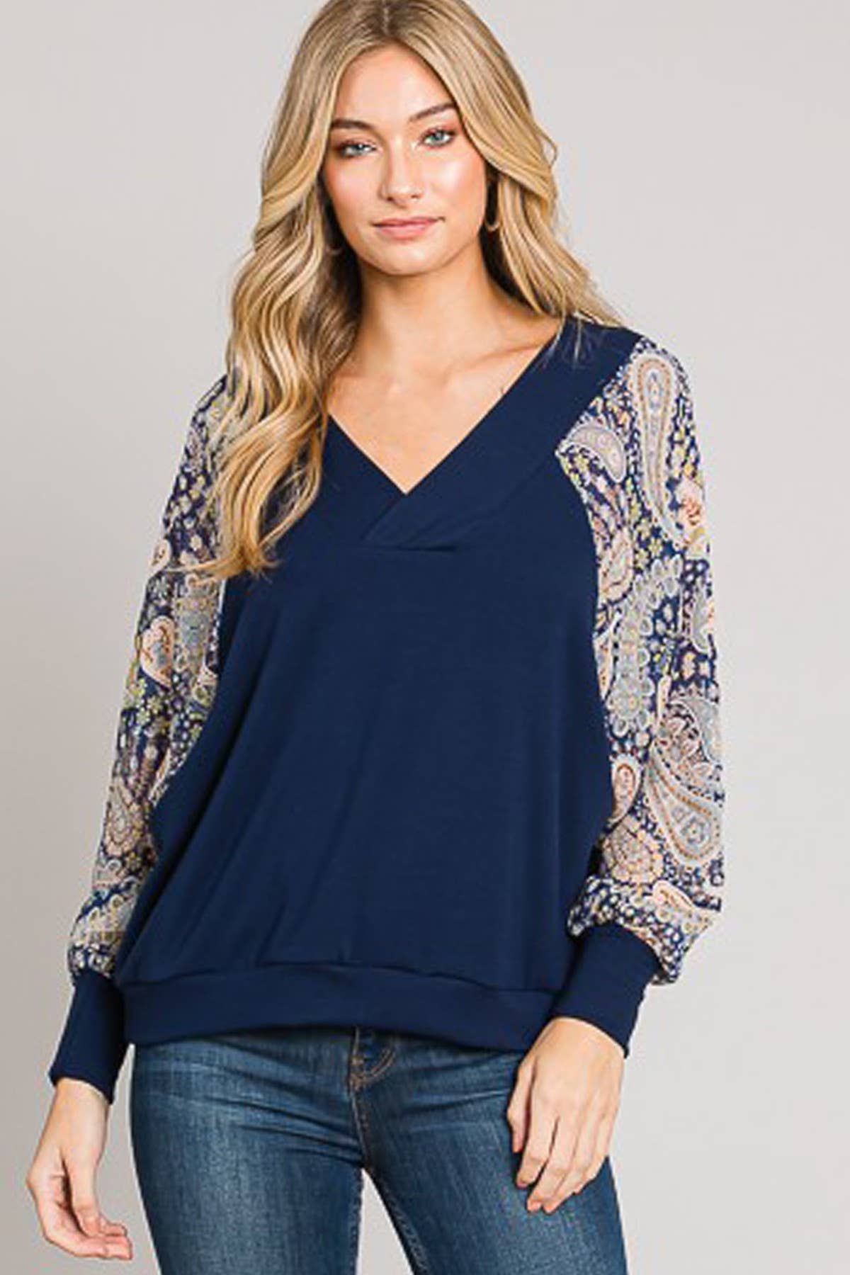 Batwing V-Neck Long Sleeve Top