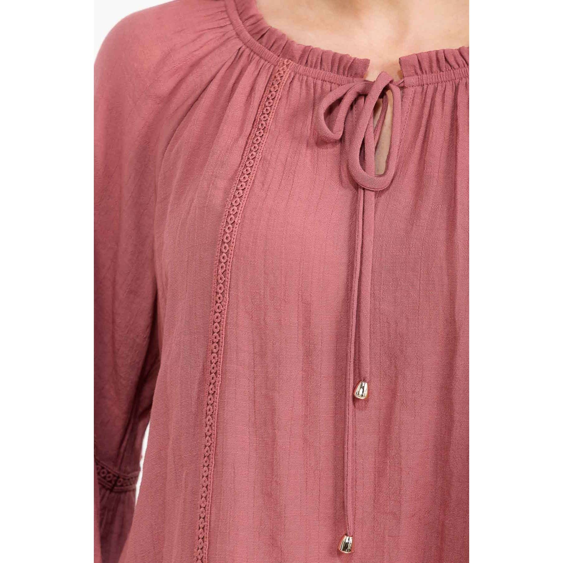 Crochet-Trim Bell-Sleeve Peasant Top