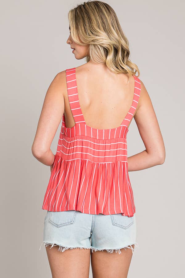 Sleeveless Open Back Knit Baby Doll Top