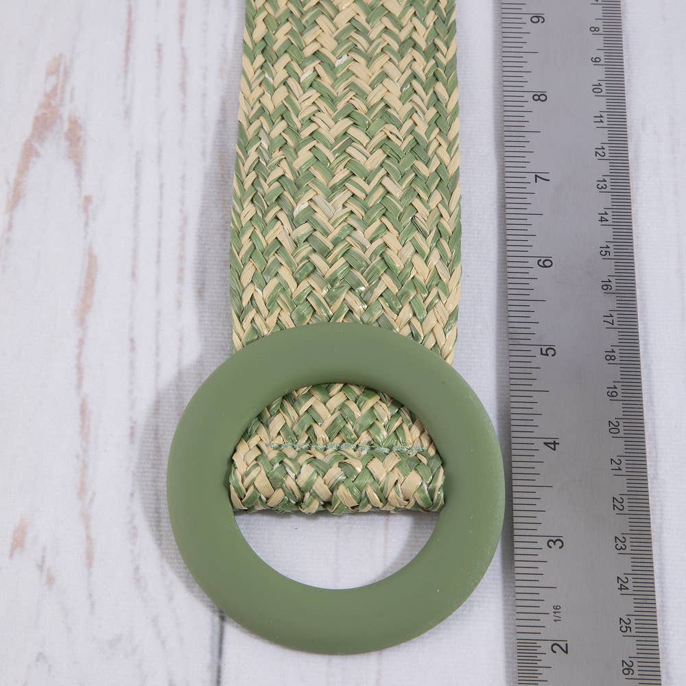 Woven Straw Belt with Wide O-Ring Buckle