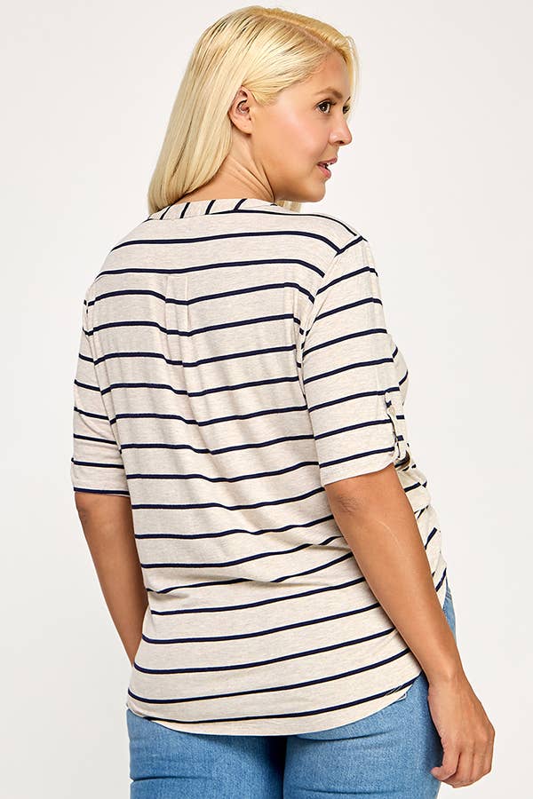 Henley With Rolled Sleeve Detail