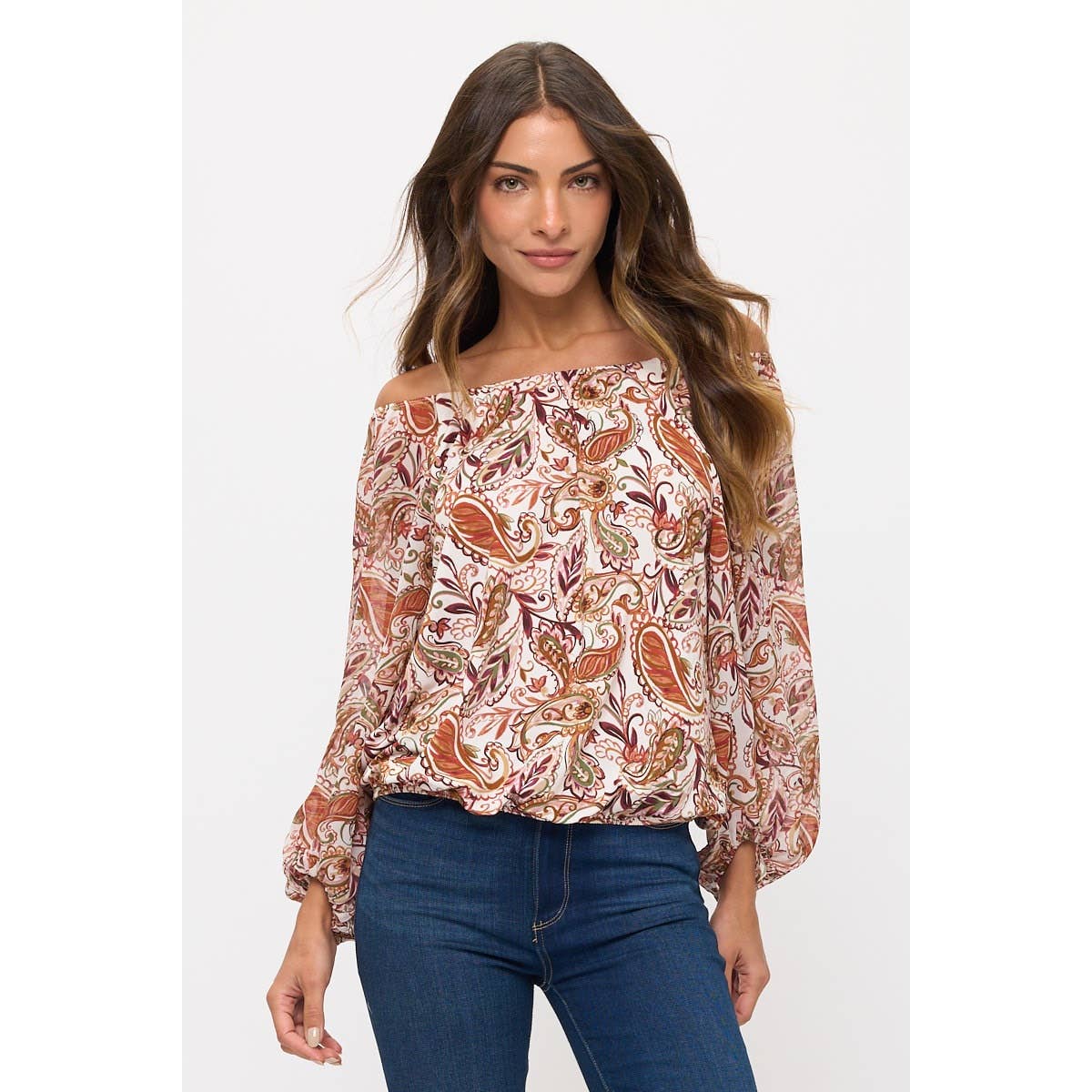 Paisley Bubble Peasant Top
