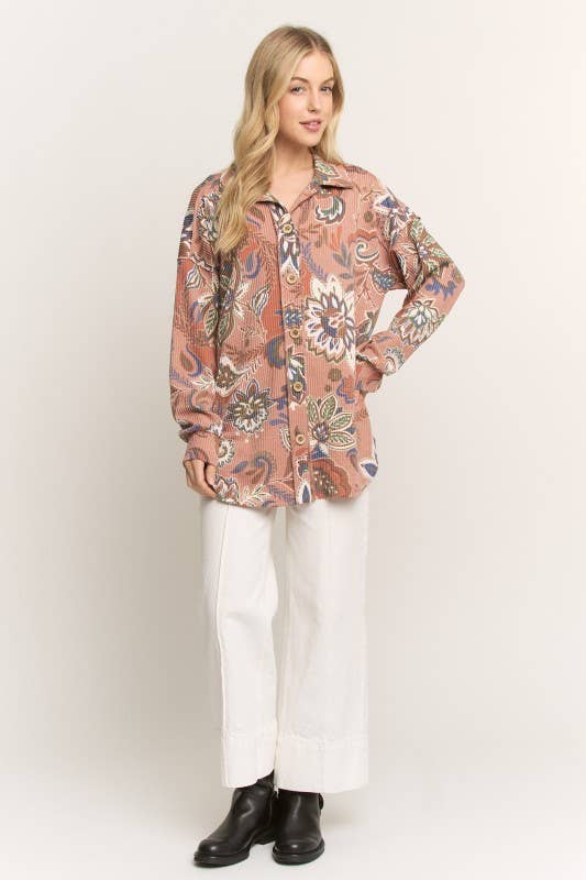 Heimish Paisley Urban Ribbed Button Down Shacket