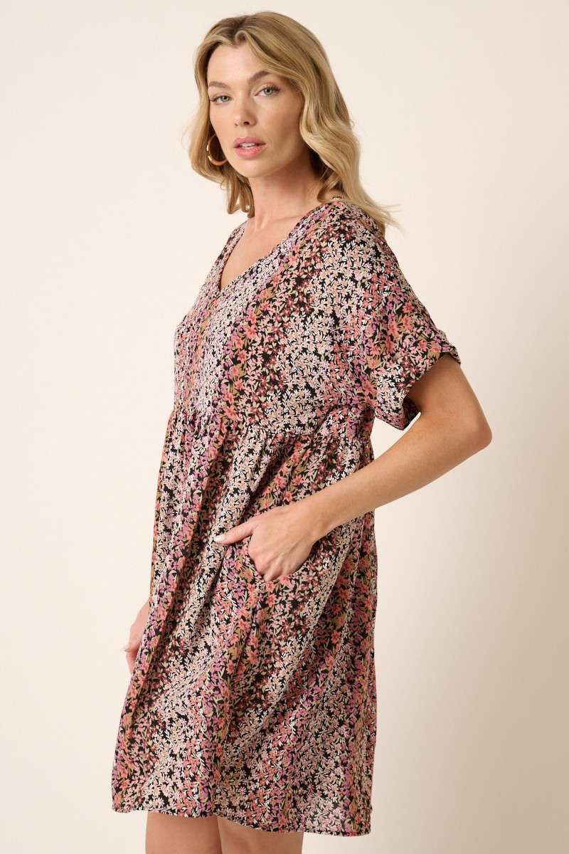 Mittoshop V Neck Babydoll Mini Dress