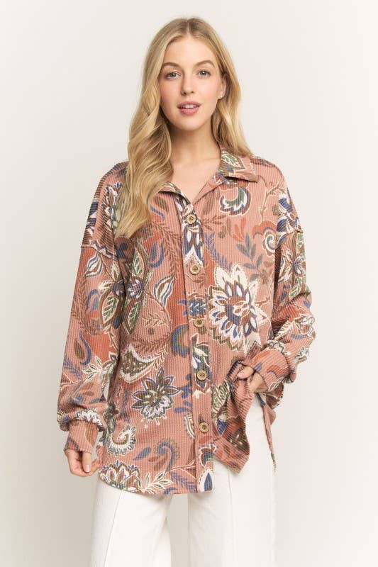 Heimish Paisley Urban Ribbed Button Down Shacket