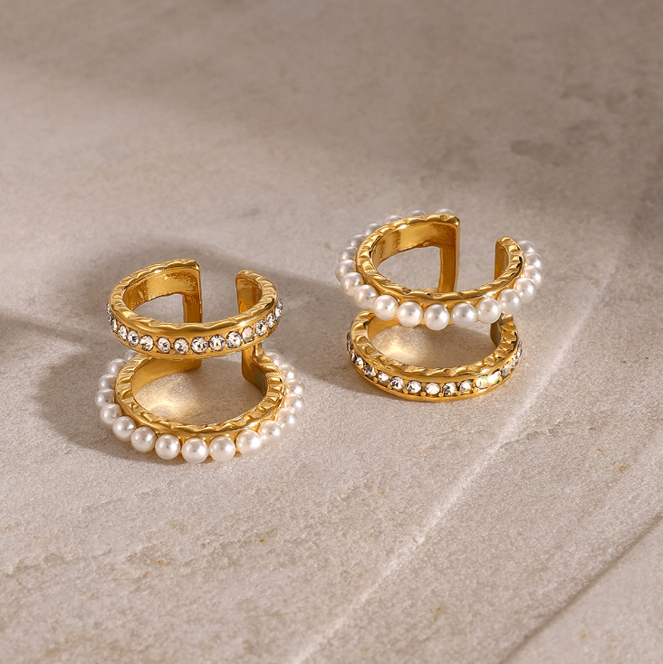 Double Layer Hypoallergenic 18k Gold Plated Cuff Set