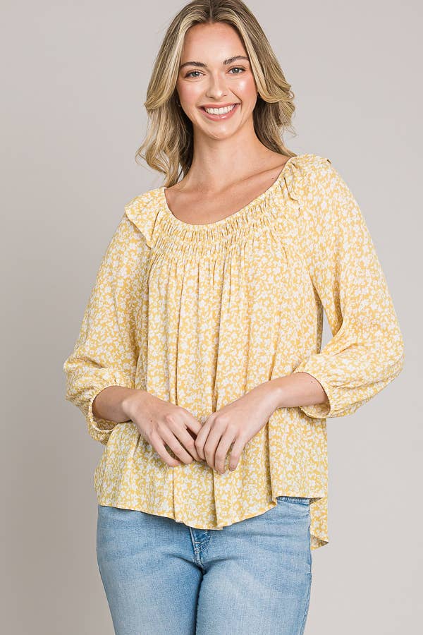 Woven Peasant Top with Bracelet Sleeves