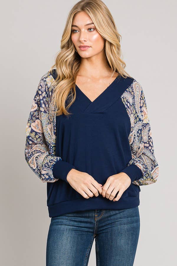 Batwing V-Neck Long Sleeve Top