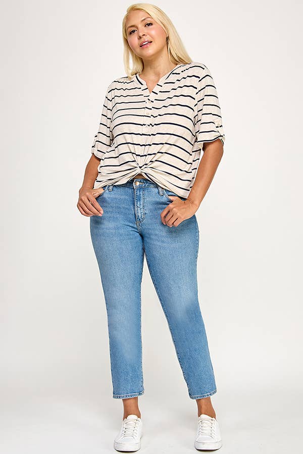Henley With Rolled Sleeve Detail