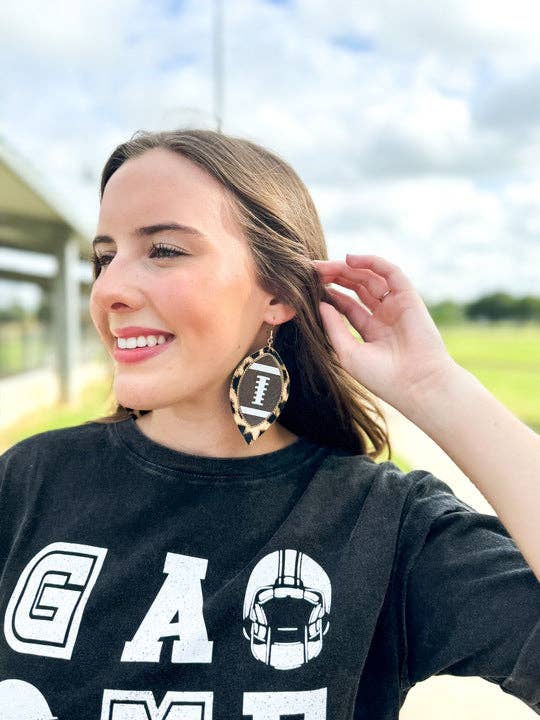 Stadium Spirit Leopard Football Earrings