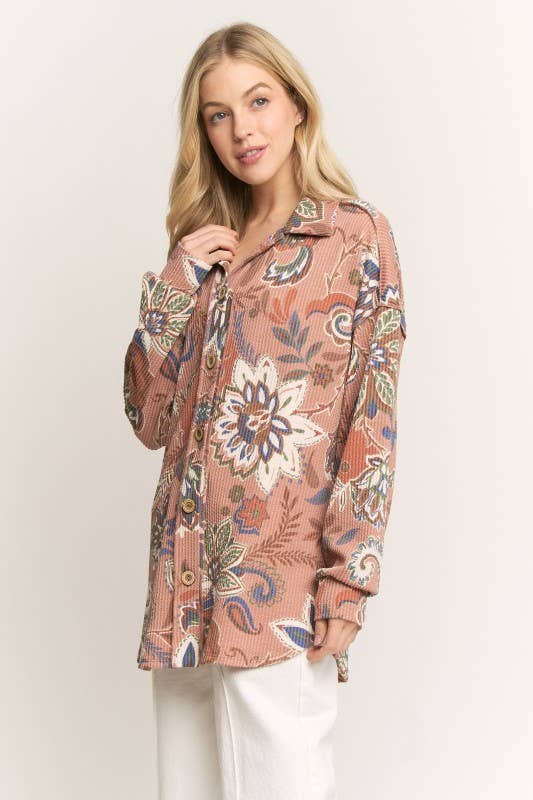 Heimish Paisley Urban Ribbed Button Down Shacket