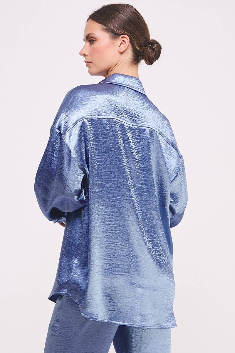 Champagne Button Down Metallic Shirt