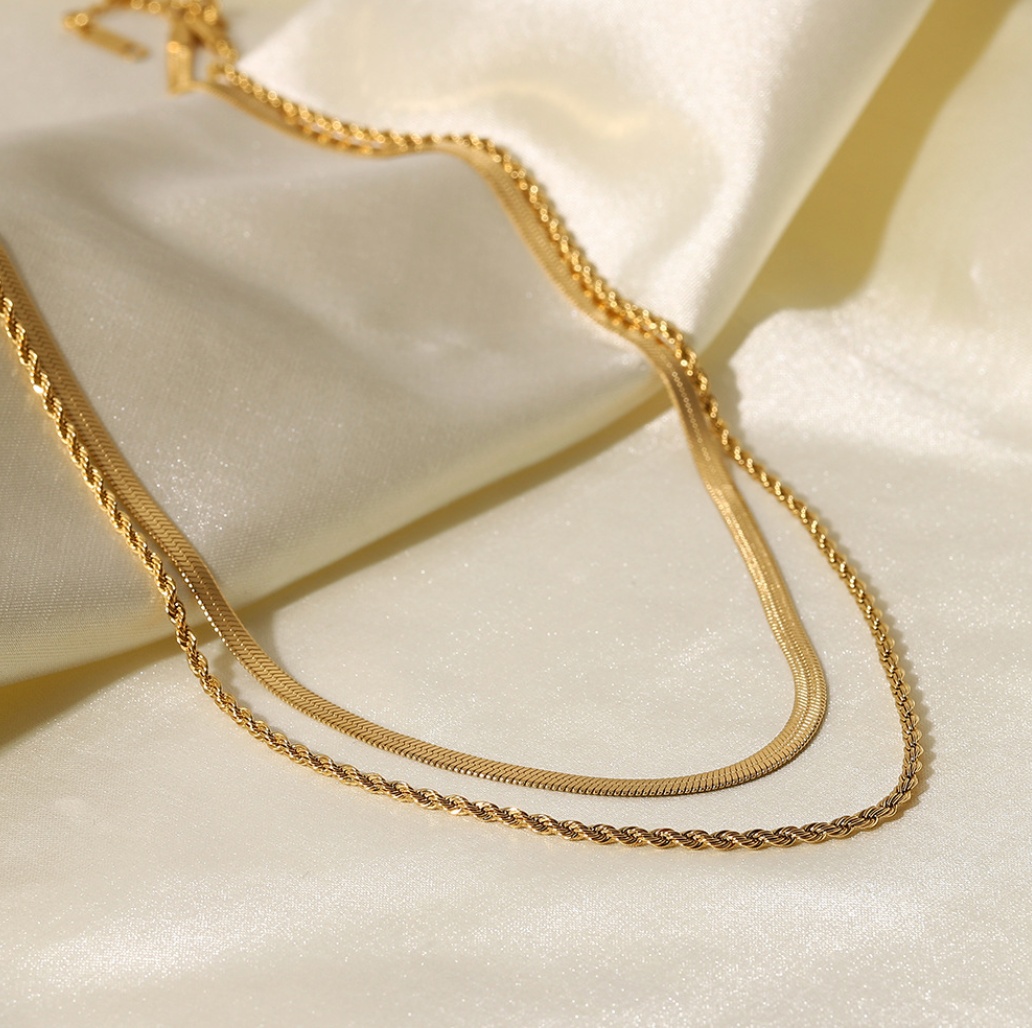 18K Gold Plated Double Chain Necklace