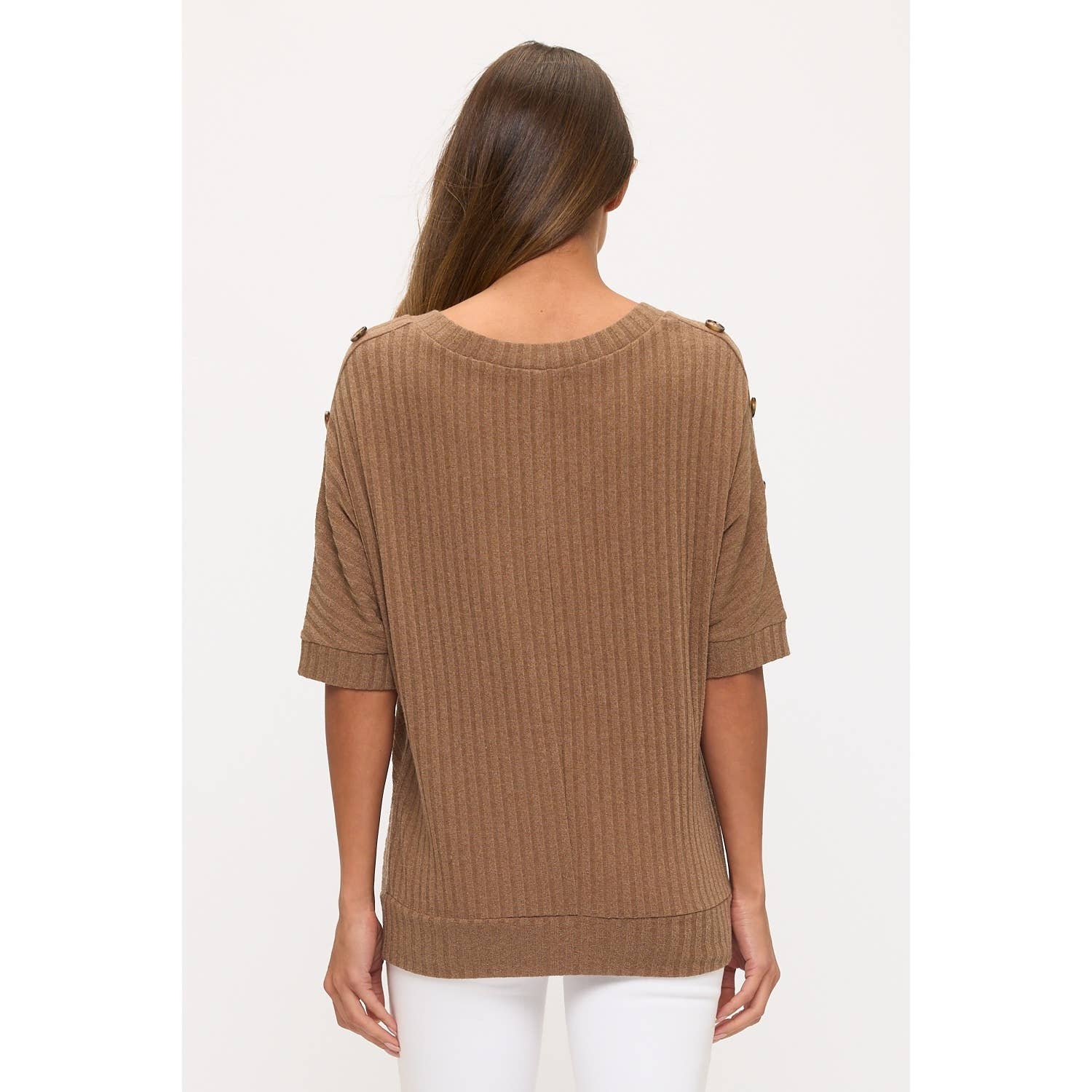 Button Detail V Neck Sweater