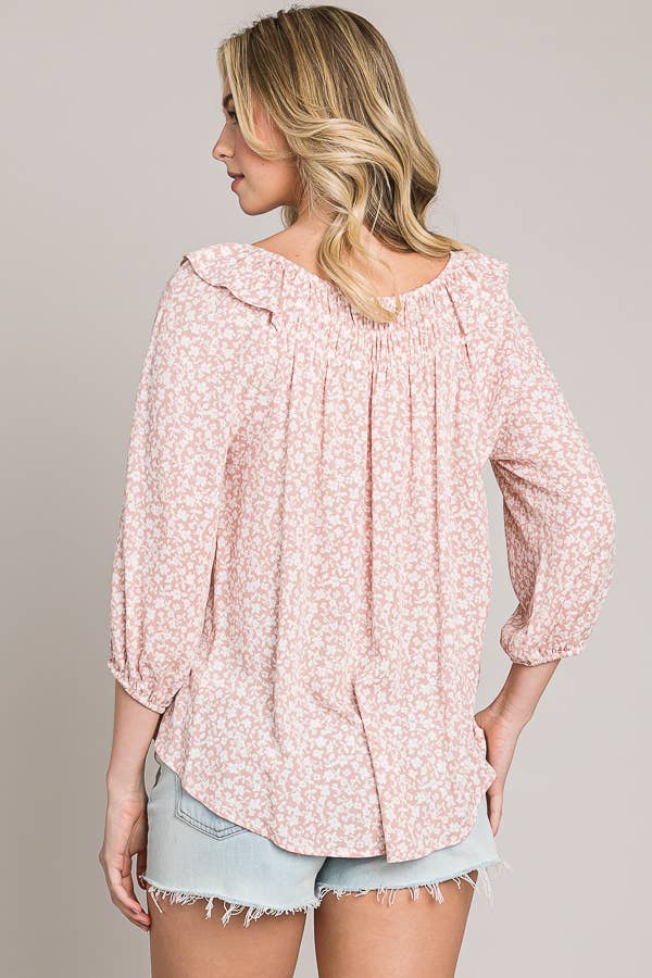 Woven Peasant Top with Bracelet Sleeves
