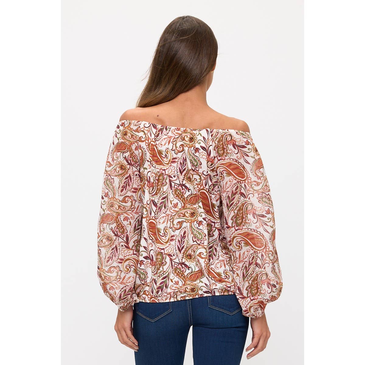 Paisley Bubble Peasant Top