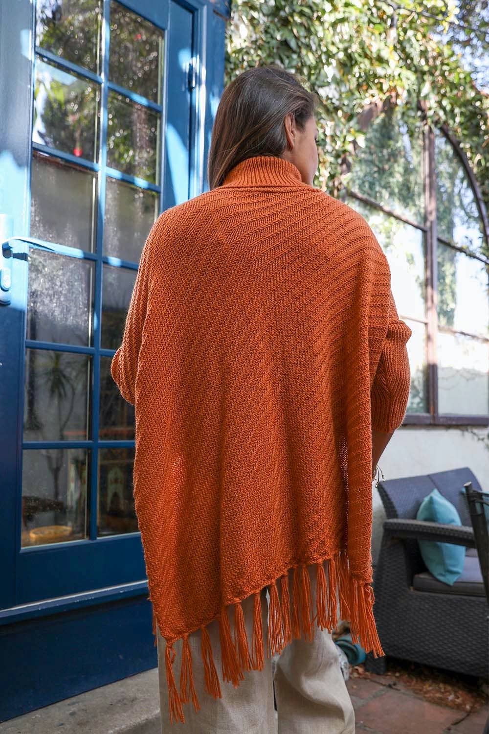 Cozy Roll Neck Poncho Sweater