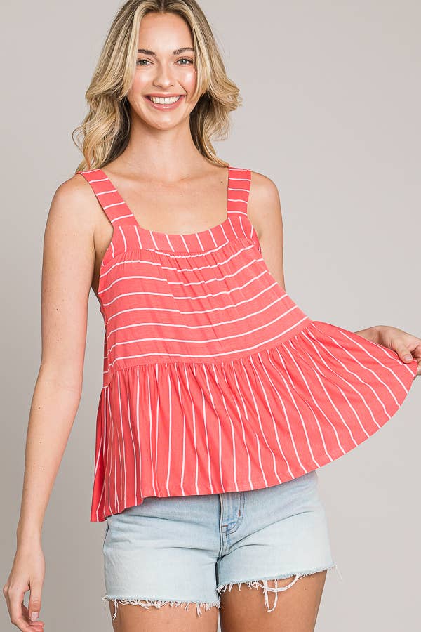 Sleeveless Open Back Knit Baby Doll Top