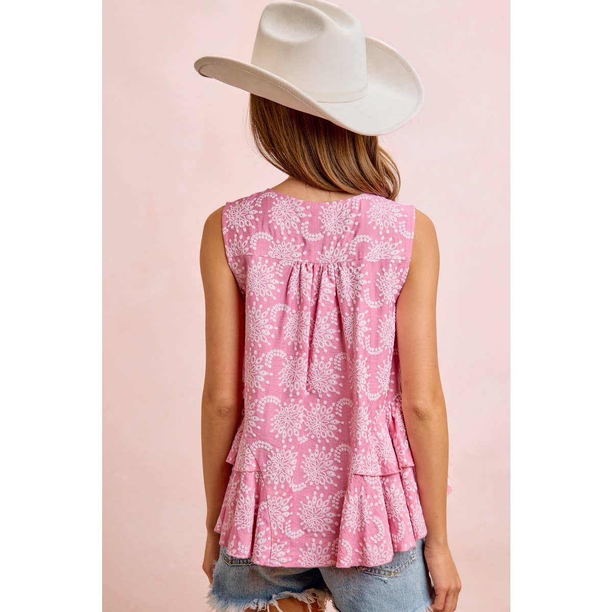 Bibi Sleeveless Ruffle Detail Top