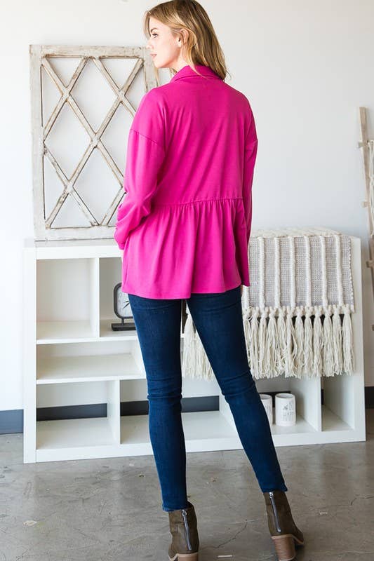 Heimish Button Down Shacket with Shirring