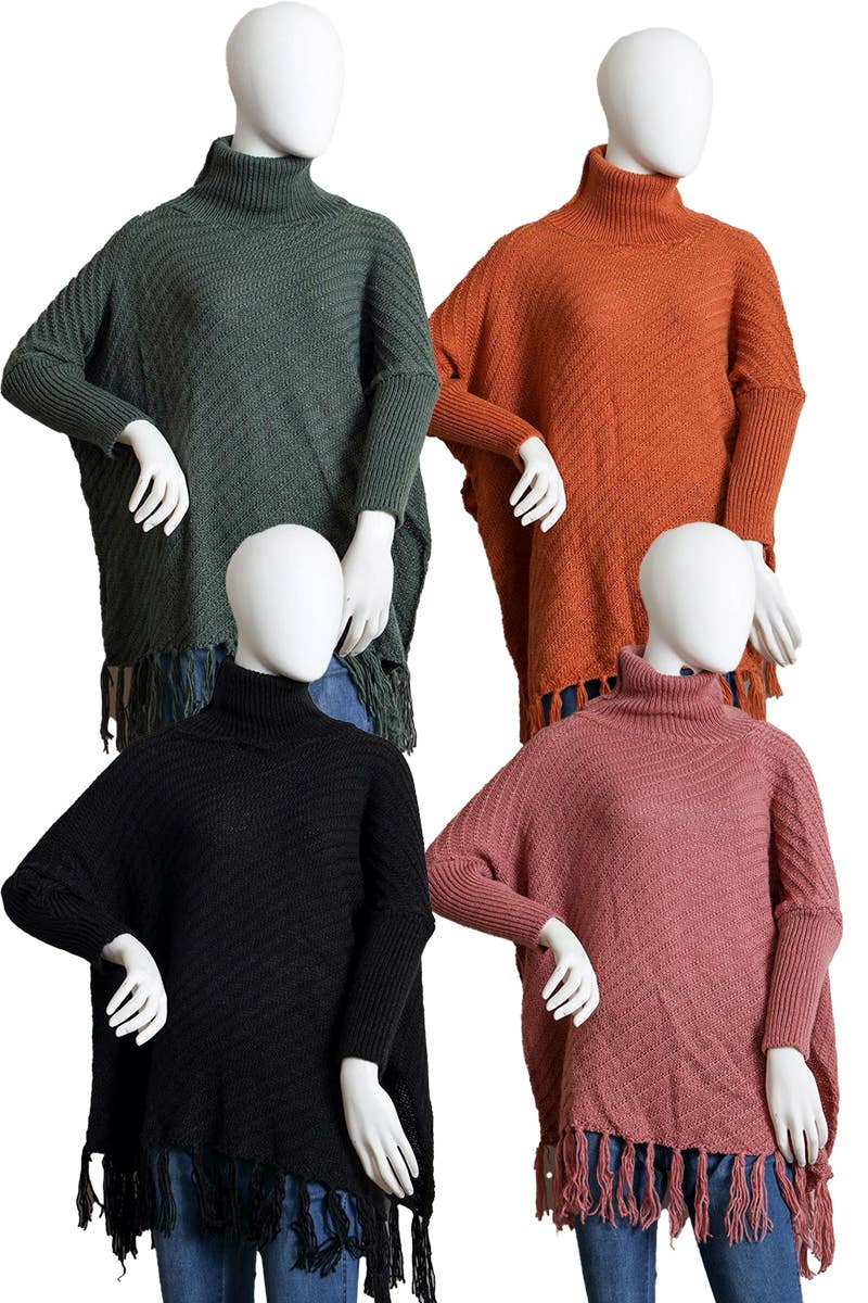 Cozy Roll Neck Poncho Sweater