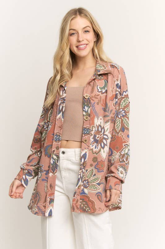 Heimish Paisley Urban Ribbed Button Down Shacket