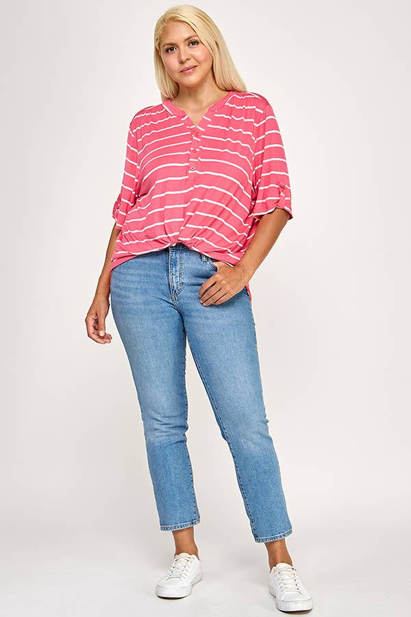 Henley With Rolled Sleeve Detail