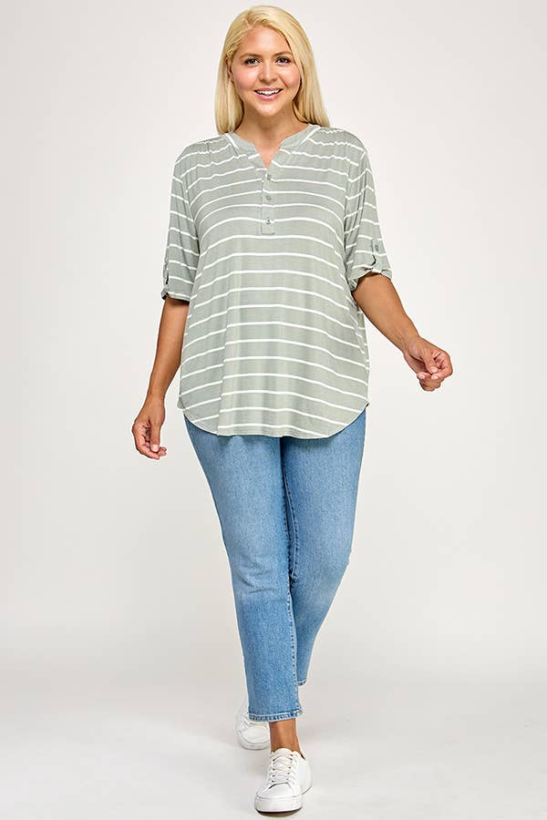 Henley With Rolled Sleeve Detail