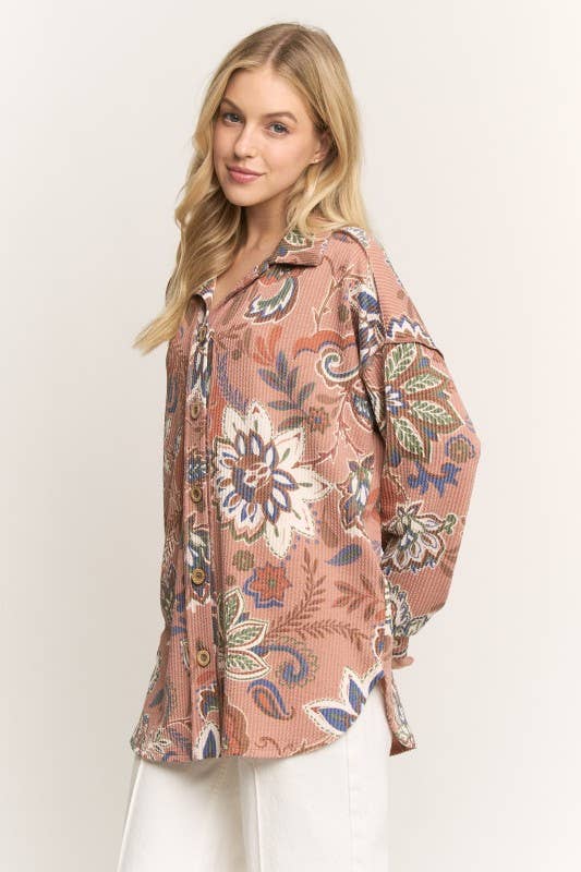 Heimish Paisley Urban Ribbed Button Down Shacket