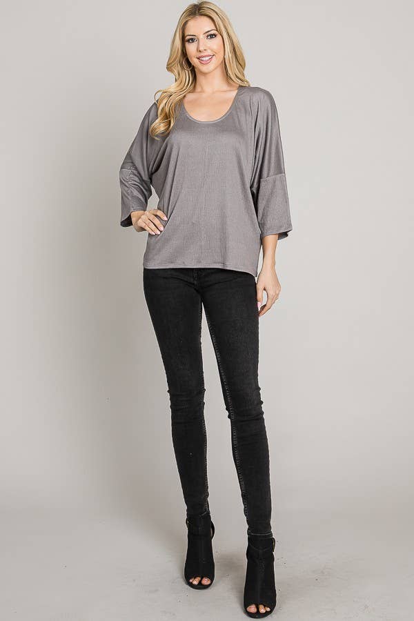 Stretch Knit Top with Back Lace Detail