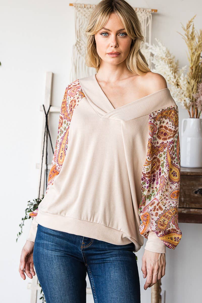 Batwing V-Neck Long Sleeve Top