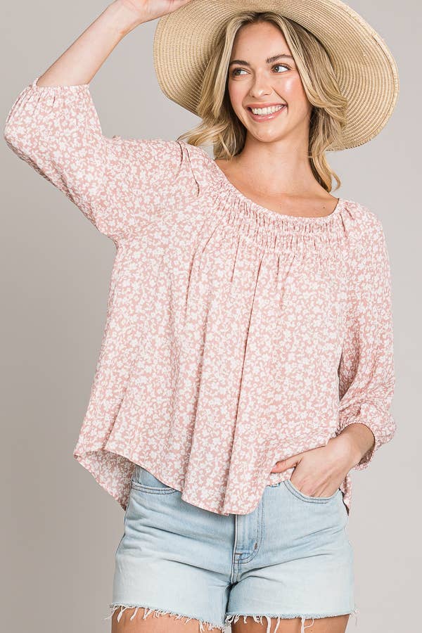 Woven Peasant Top with Bracelet Sleeves