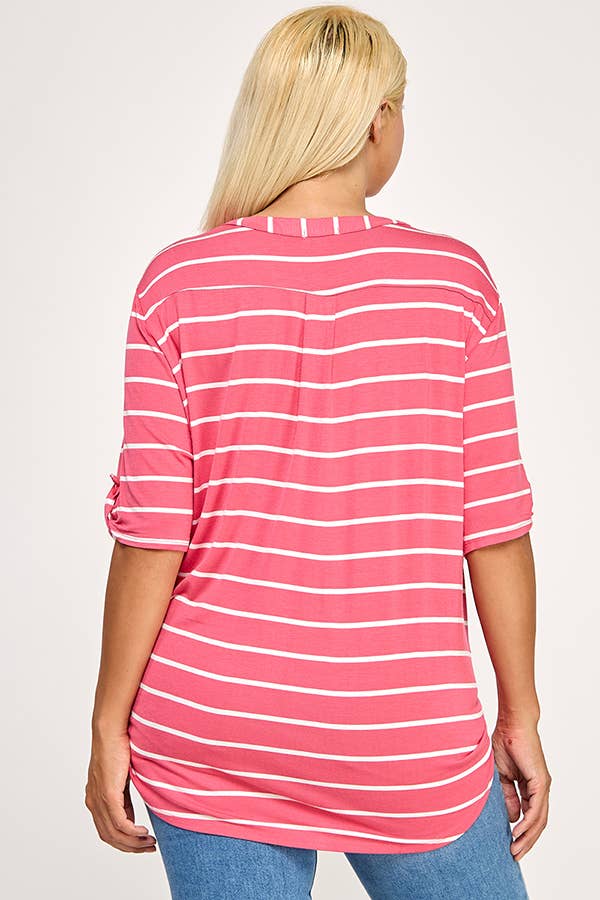 Henley With Rolled Sleeve Detail