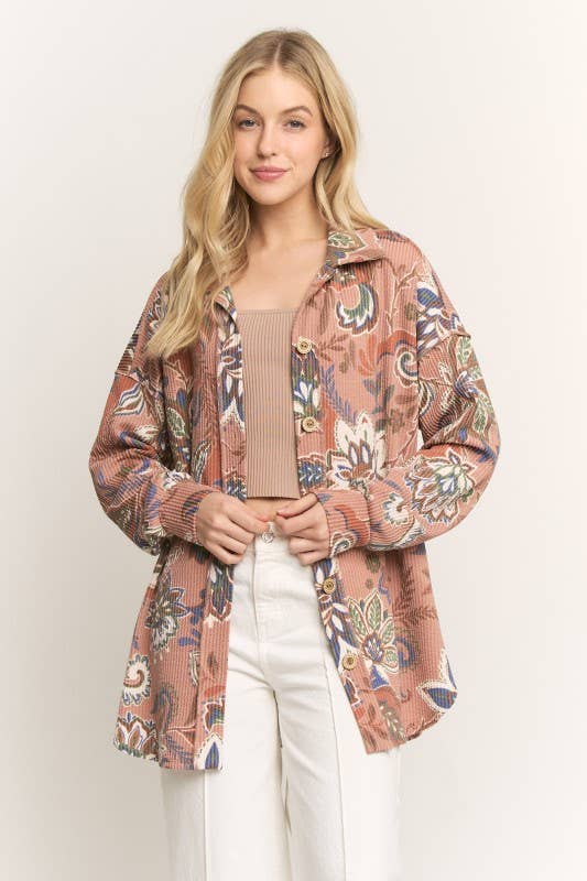 Heimish Paisley Urban Ribbed Button Down Shacket