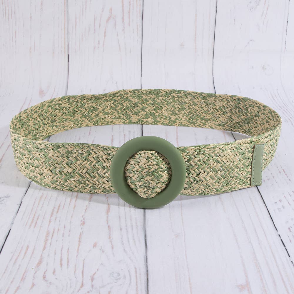 Woven Straw Belt with Wide O-Ring Buckle