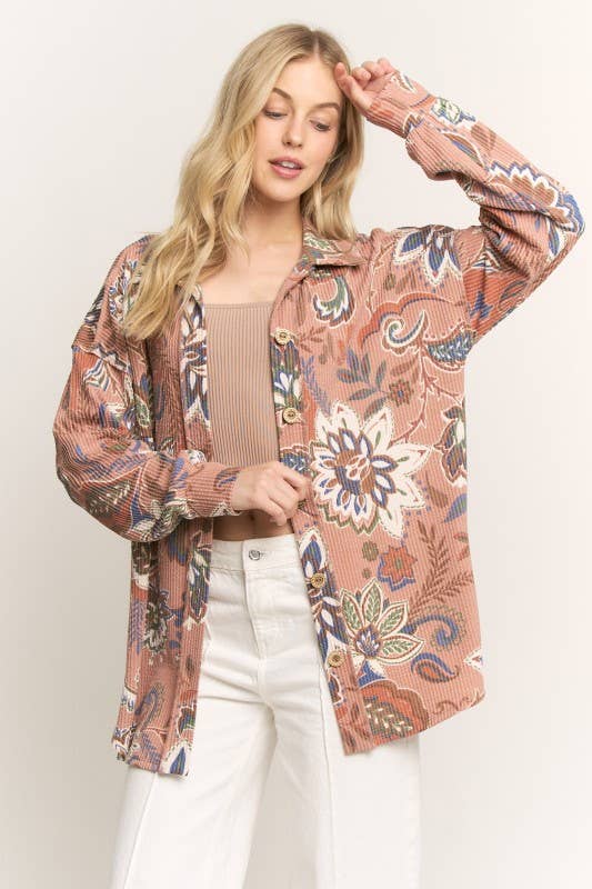 Heimish Paisley Urban Ribbed Button Down Shacket