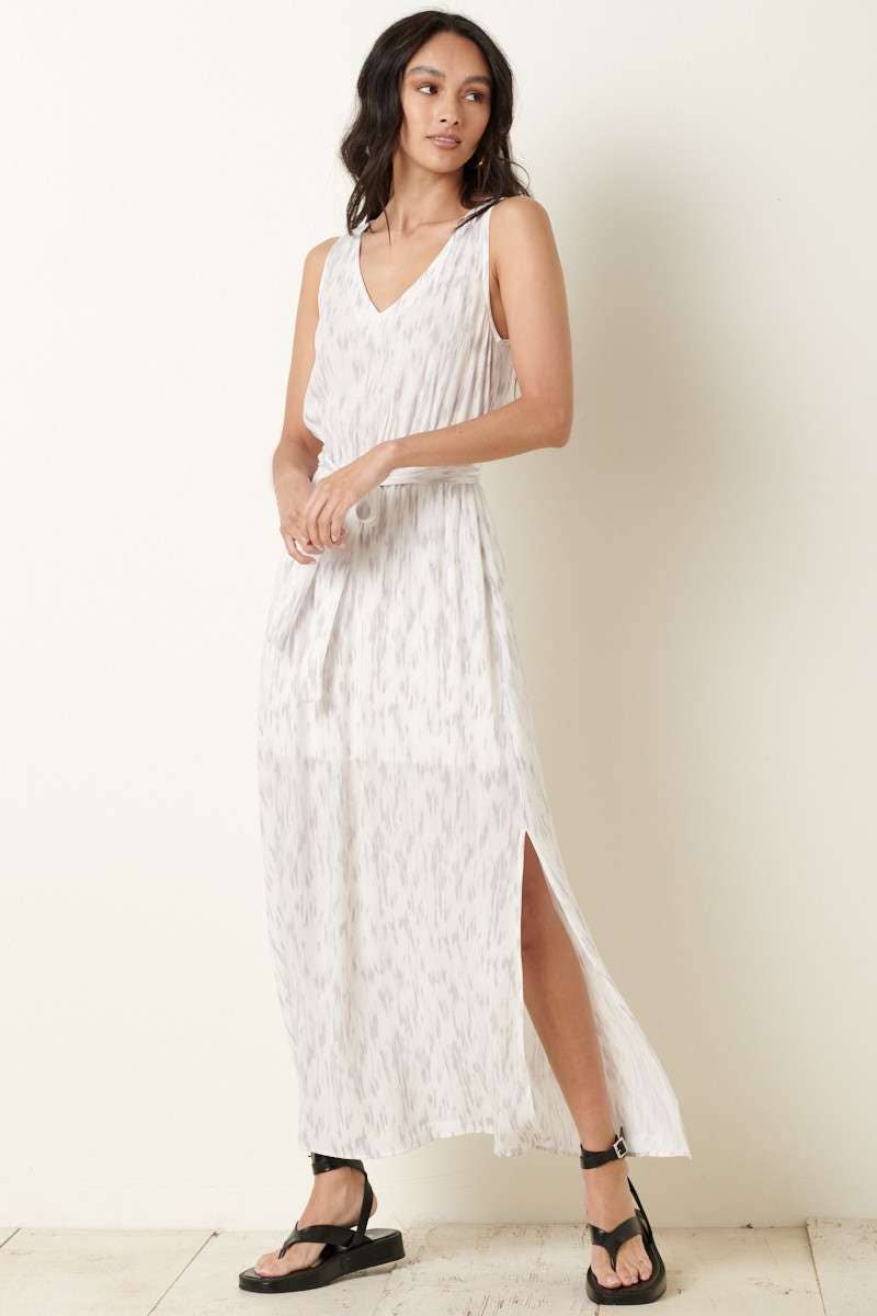 Mittoshop V Neck Maxi Dress with Paint Brush Print