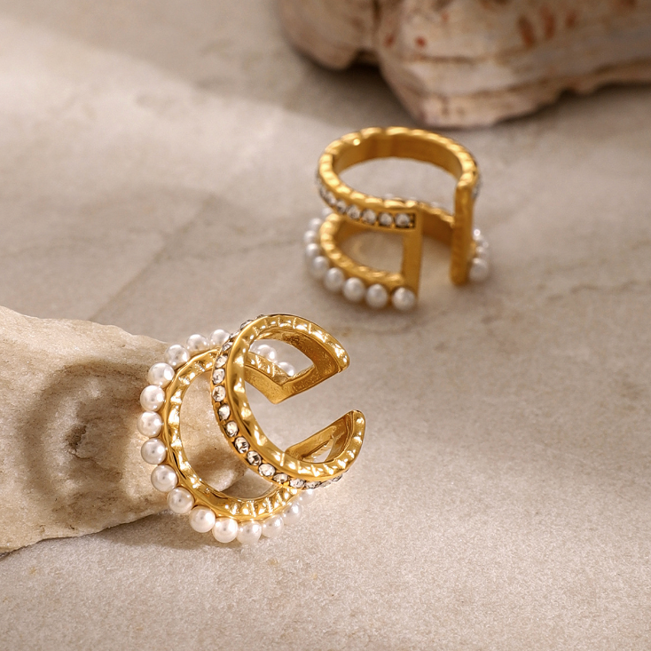 Double Layer Hypoallergenic 18k Gold Plated Cuff Set