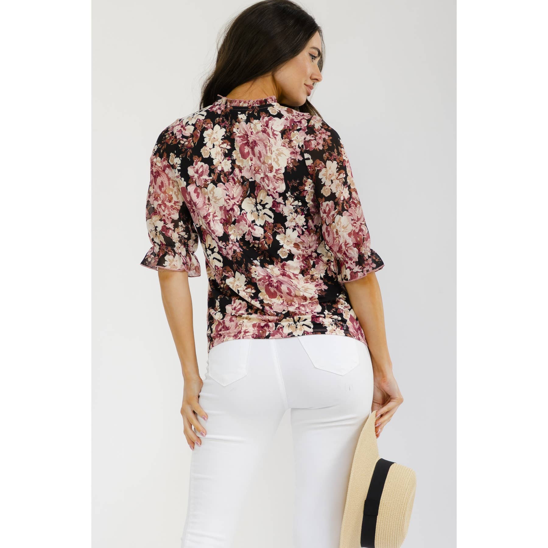 Floral Tie Neck Romantic Blouse